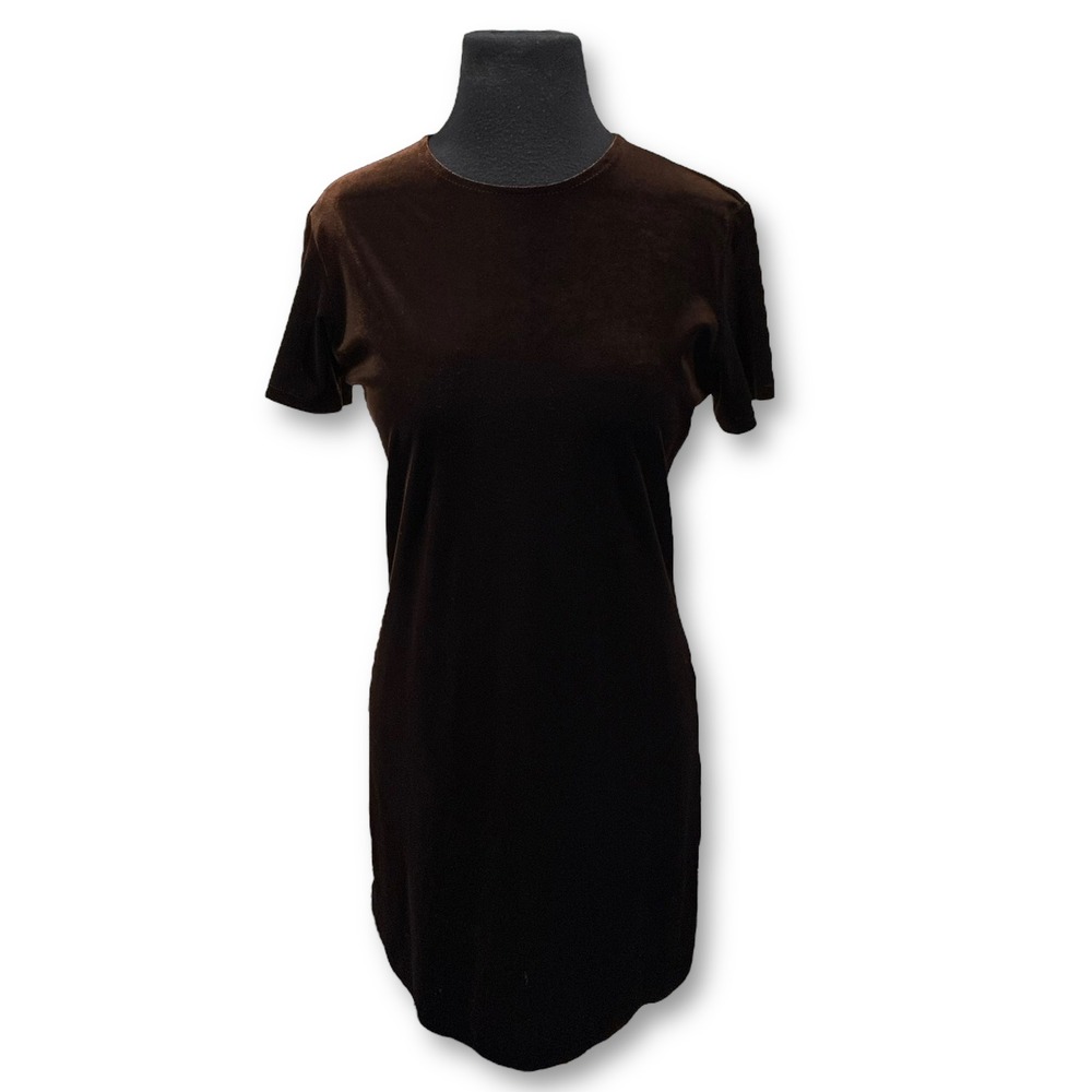 EUC J. Crew Brown Velvet Short Sleeve Knee‎ Length Sheath Dress Women's Size M